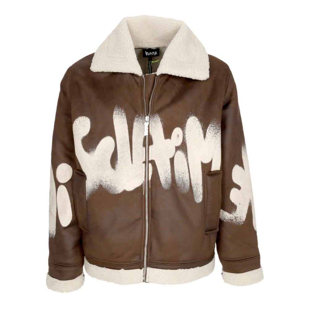 Disclaimer Bruine Shearling Logo Jas Brown Heren