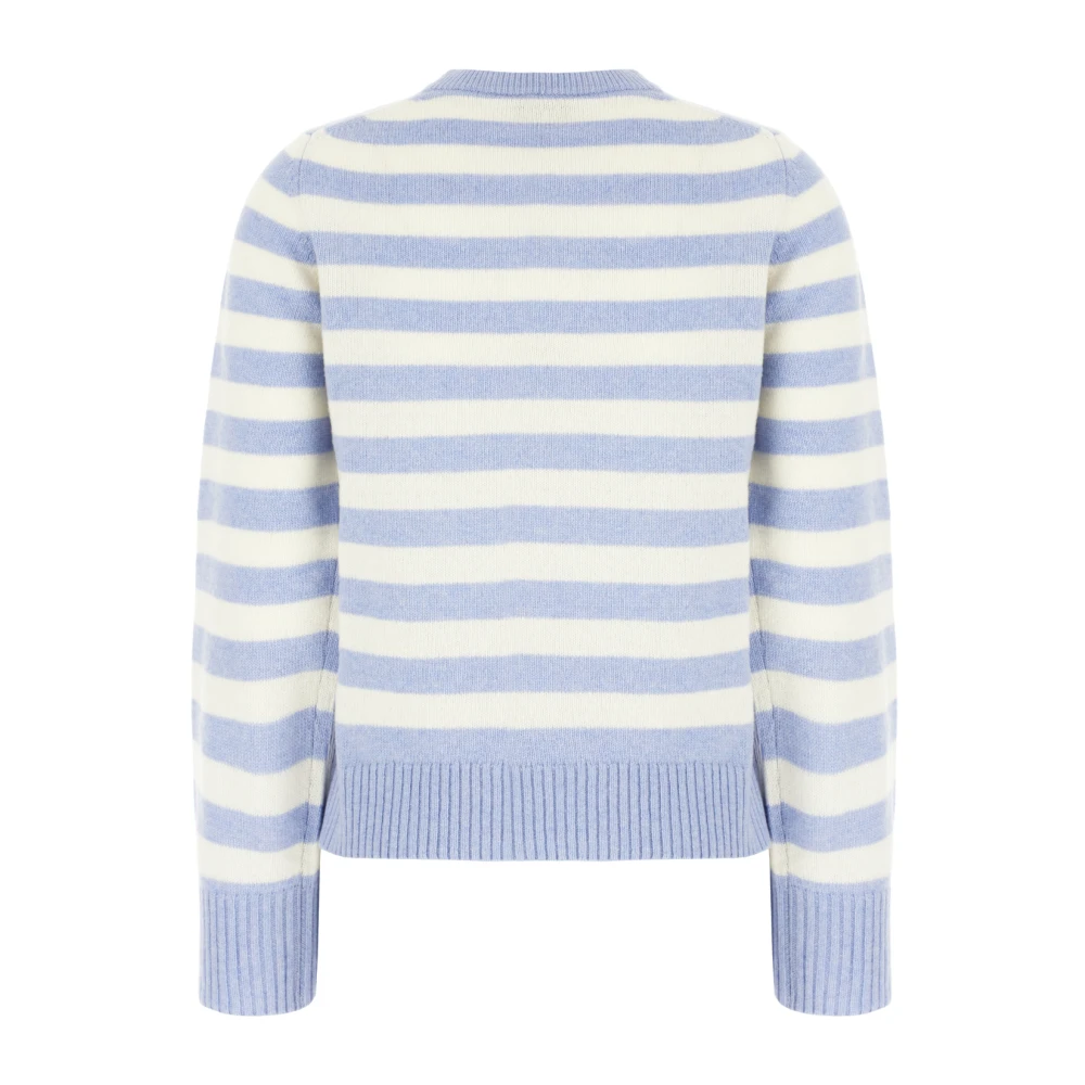 Ganni Gestreepte Kat Trui Blauw Gebreid Blue Dames