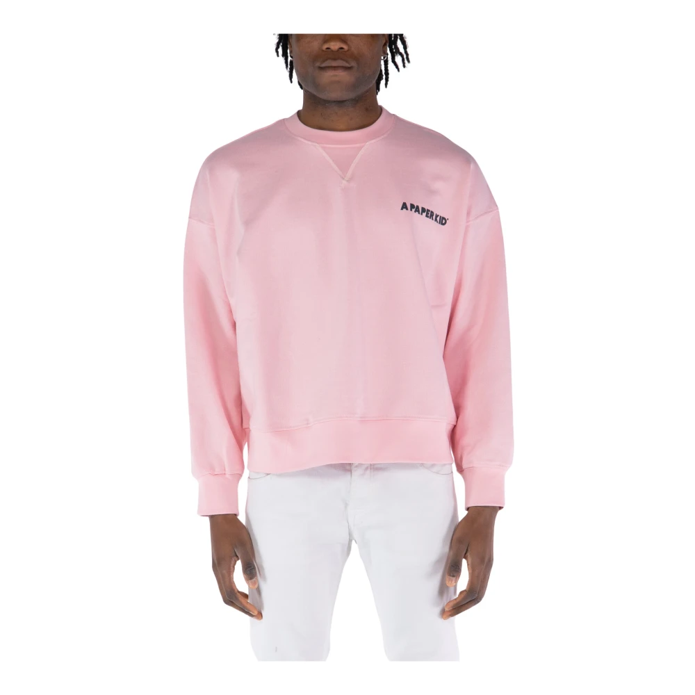 A Paper Kid Bedrukte Crewneck Sweater Pink Heren