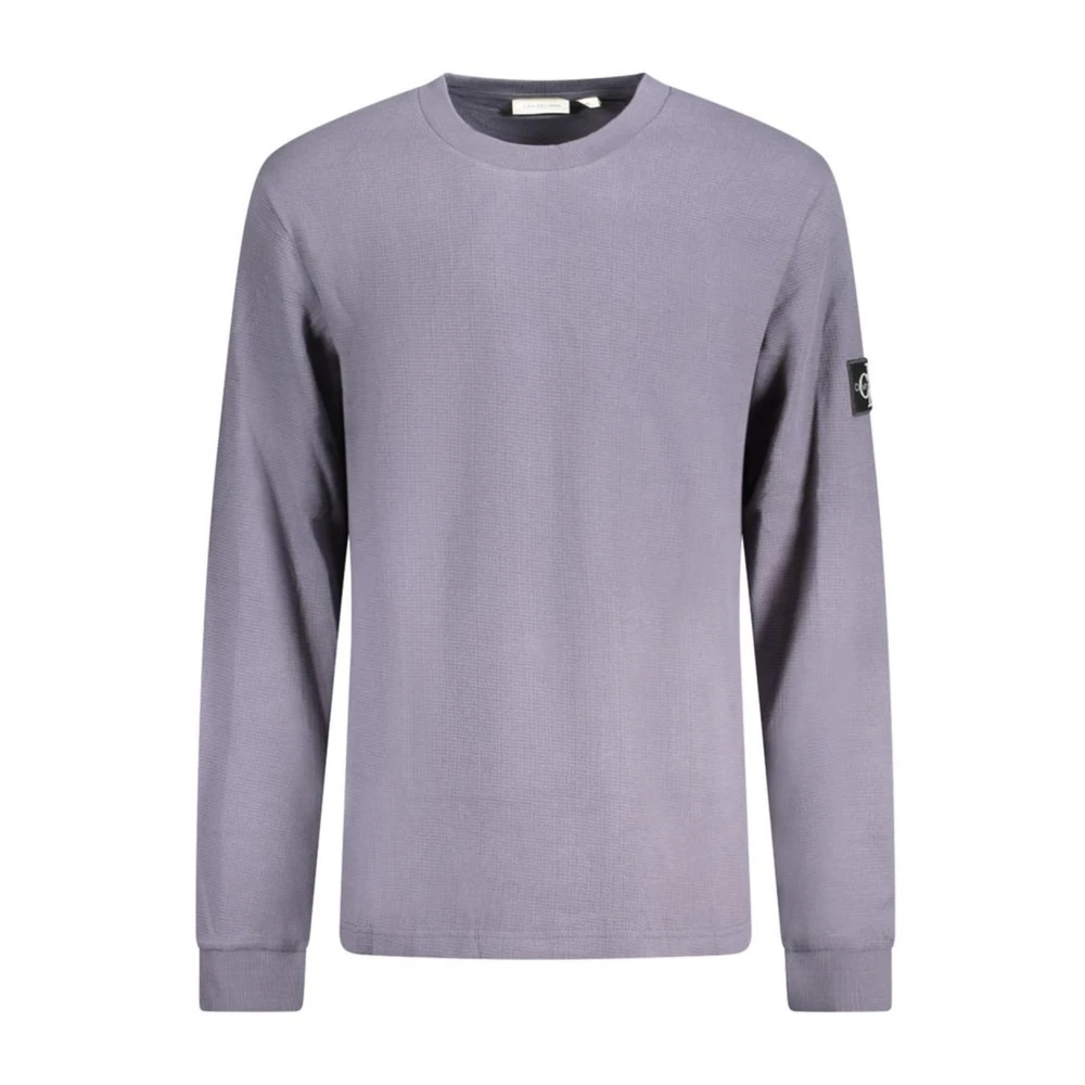 Calvin Klein Blauwe Katoenen Crewneck Sweater Mannen Blue Heren