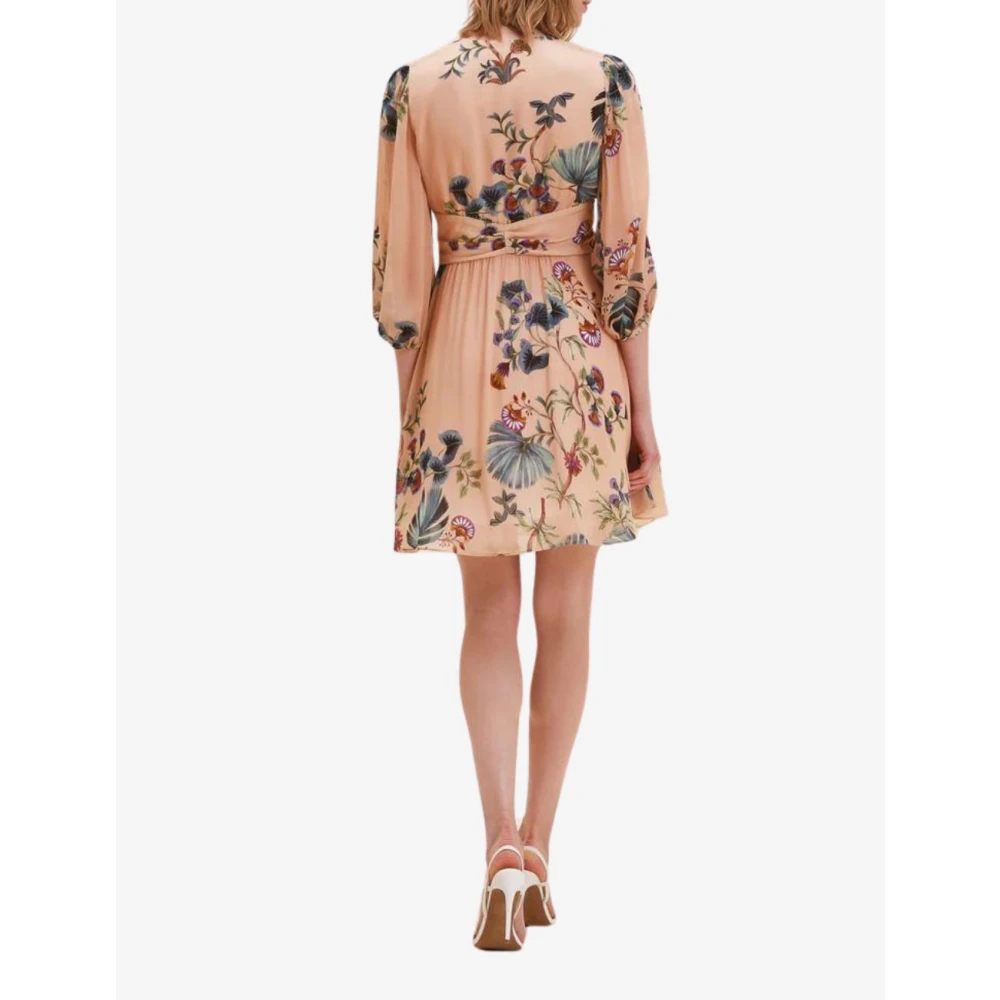 Nenette Botanische Print Ballonmouw Jurk Multicolor Dames