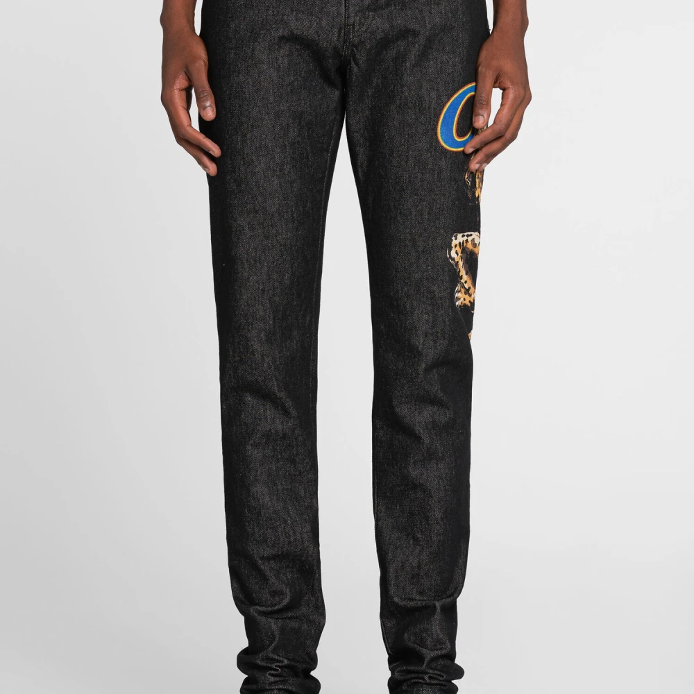 Roberto Cavalli Jaguar Print Straight-Leg Jeans Black Heren