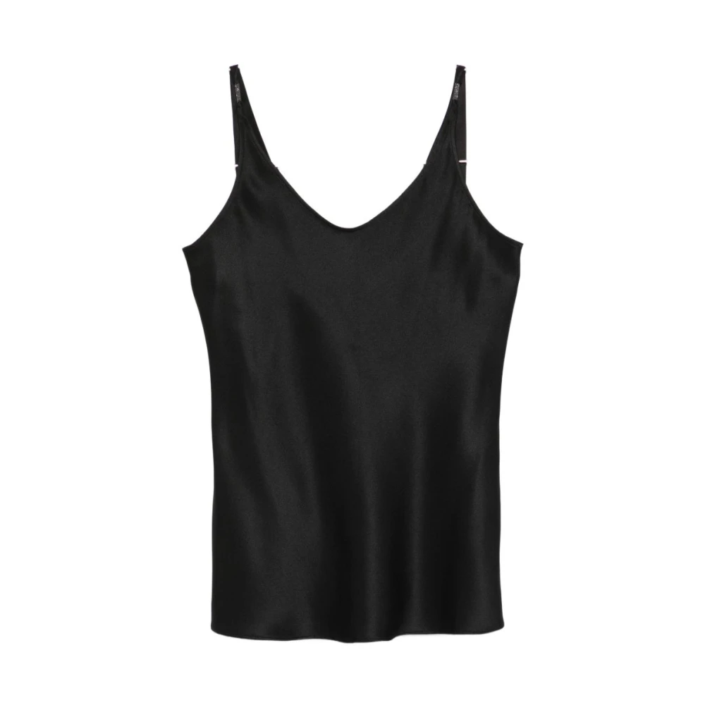 Brunello Cucinelli Black V-Neck Silk Top - Female - Sleeveless Tops - L - Tops