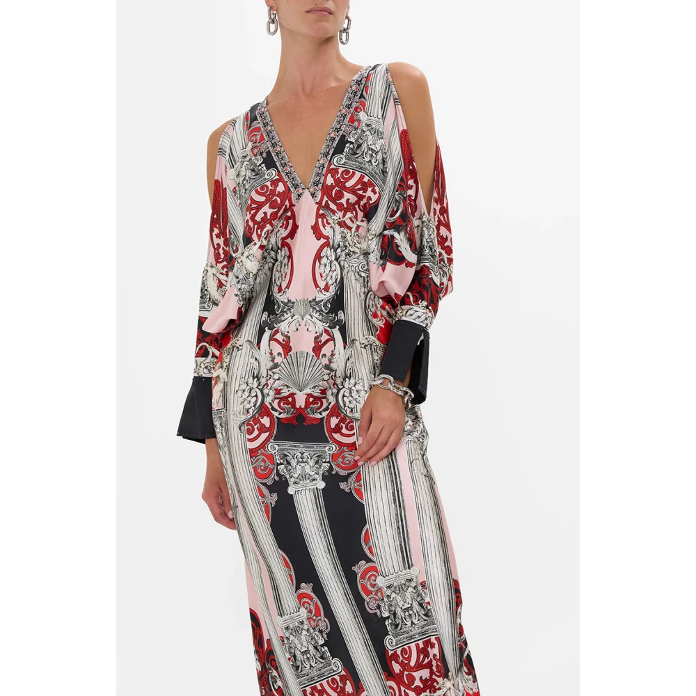 Camilla Medusa Plunge Zijden Maxi Jurk Multicolor Dames