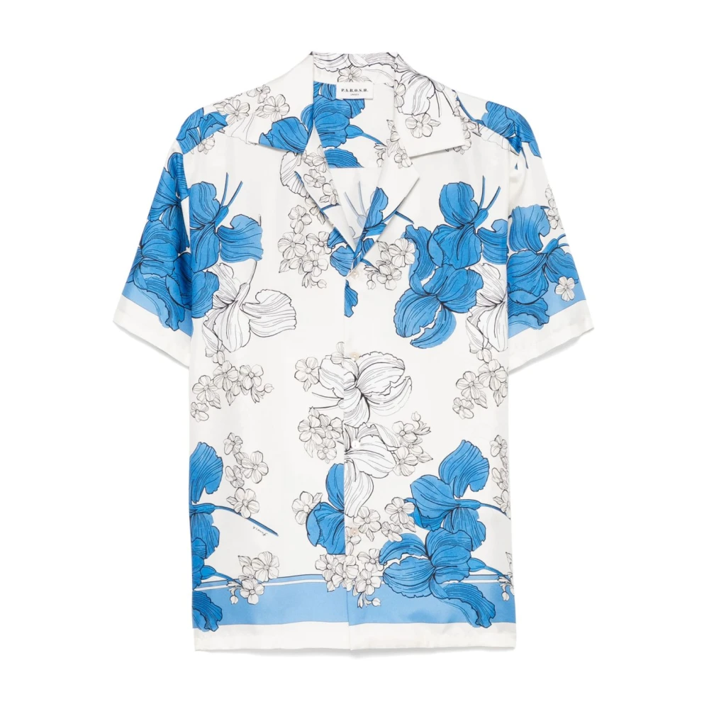 P.a.r.o.s.h. Bloemenprint korte mouw overhemd Blue Dames