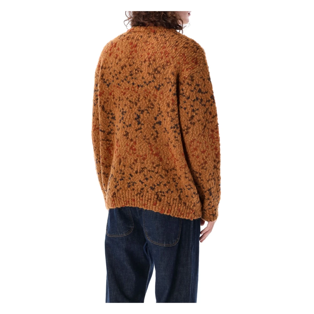YMC You Must Create Tan Gespikkeld Gebreide Trui Aw24 Brown Heren