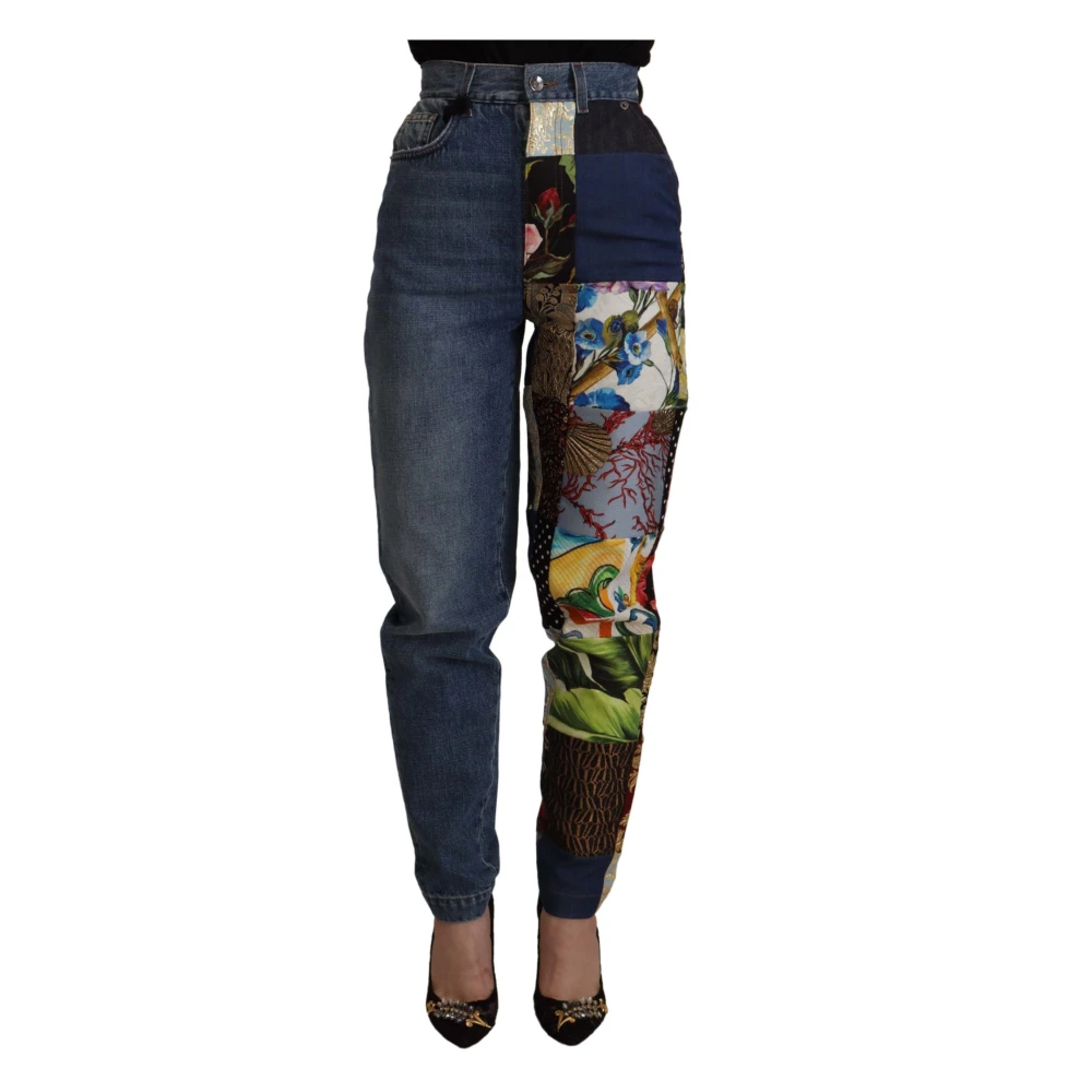 Dolce & Gabbana Women's Multicolor Luxury Patchwork Jacquard Denim Jeans - Loose Fit Jeans - 2XS - Jeans