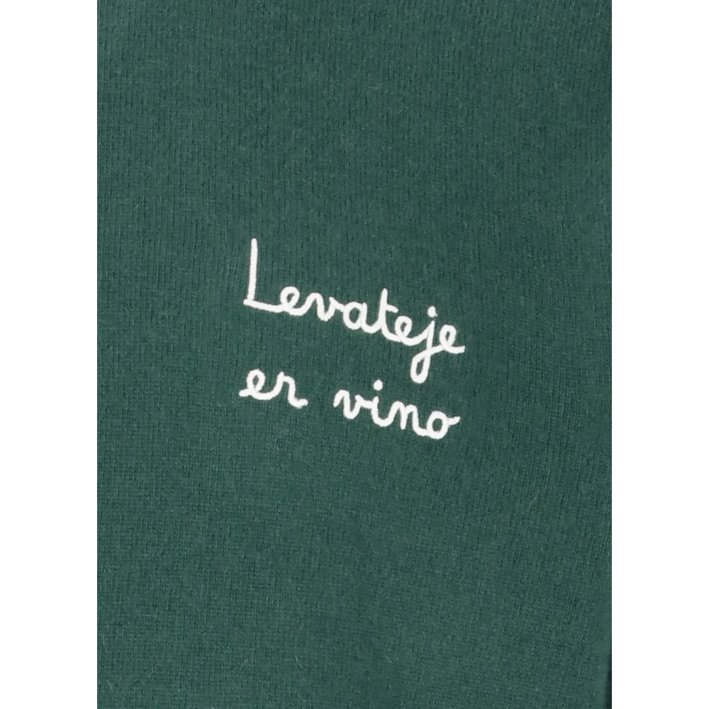 Saint Barth Groene Crew Neck Sweater met Borduurwerk Green Heren