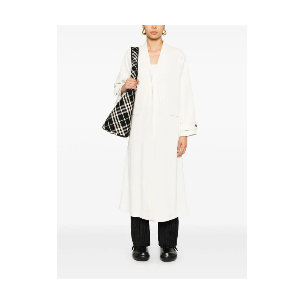 Forte Ivoor Wit Corduroy V-Hals Jas White Dames