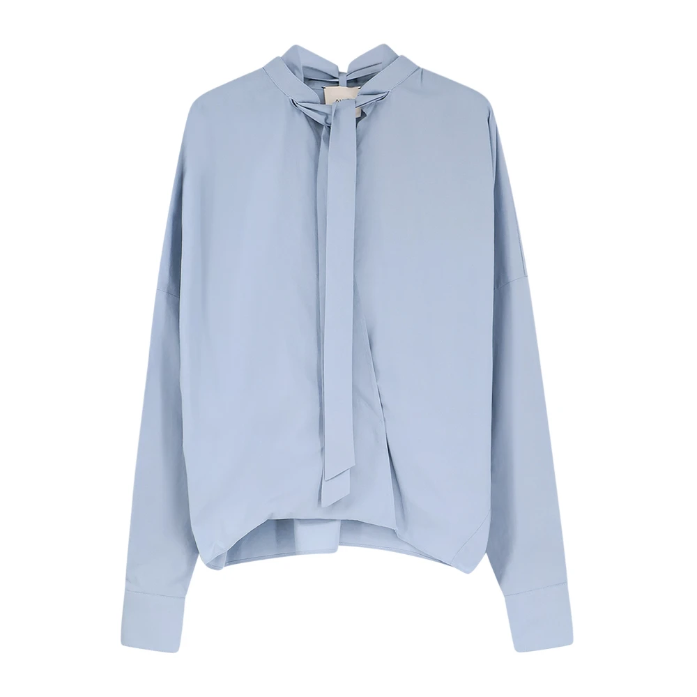 Alysi Women's Blue Blouses, Xs, V-Neck Shirt With Bow