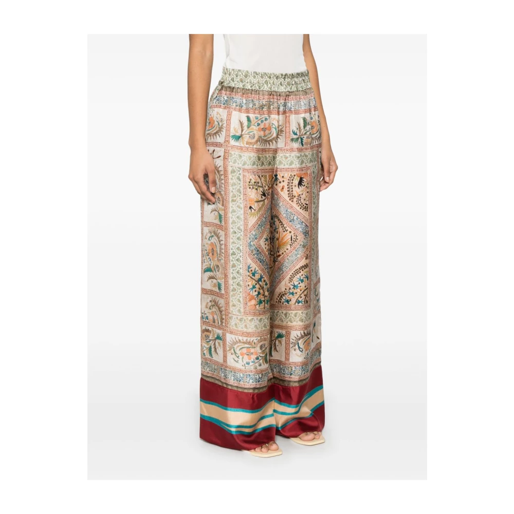Pierre-Louis Mascia Grafische Print Beige Broek Elastische Taille Multicolor Dames