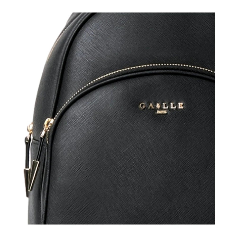 Gaëlle Paris Zwarte Saffiano Logo Rugzak Black Dames