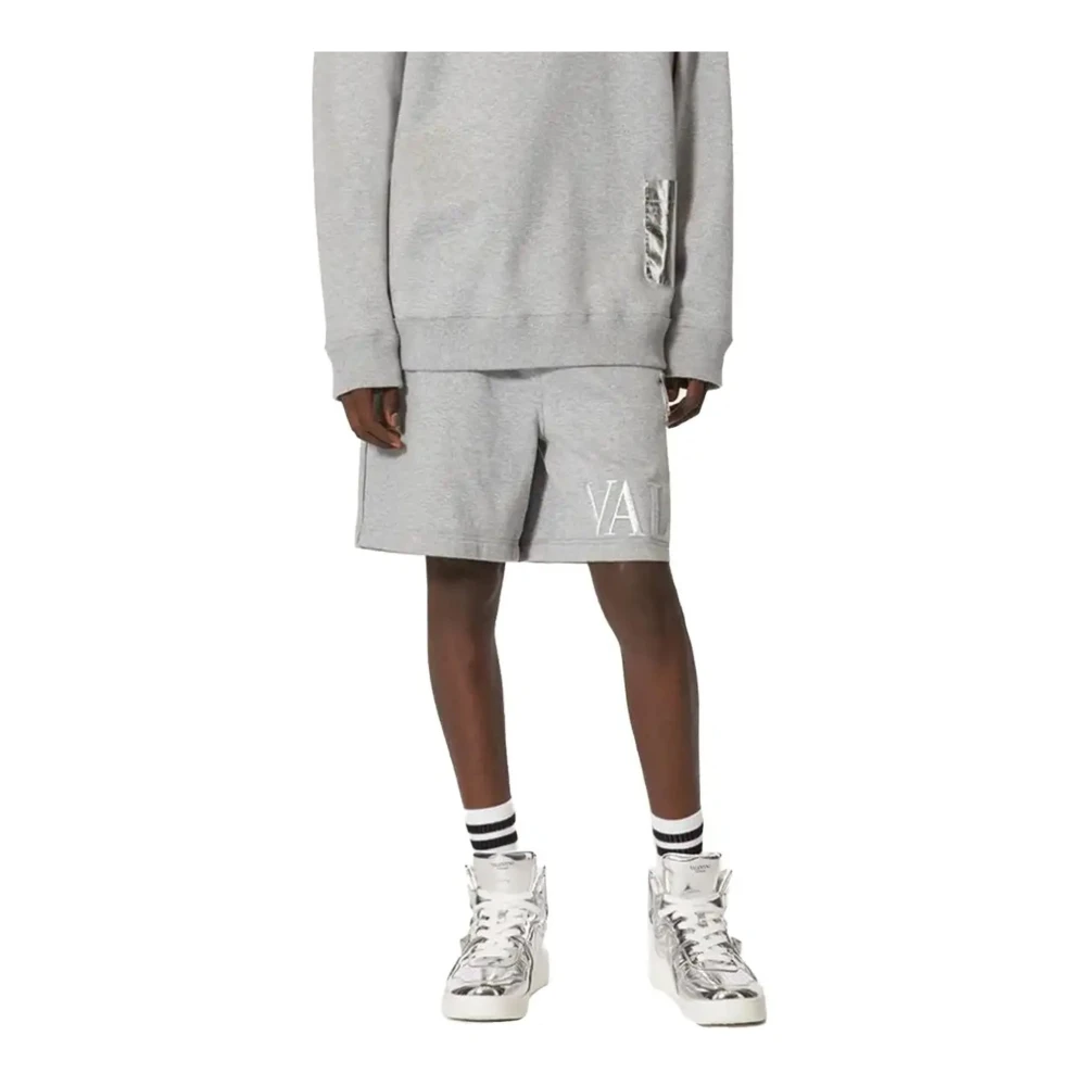 Valentino Geëtste Logo Bermuda Shorts Gray Heren
