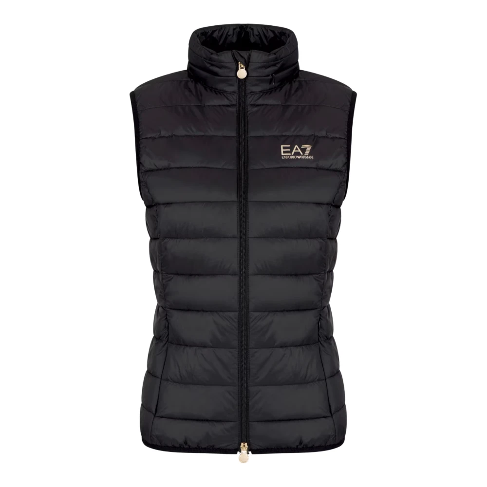 Emporio Armani Ea7 Women's Black Vests,, Padded Nylon Gilet Hooded Jacket Small
