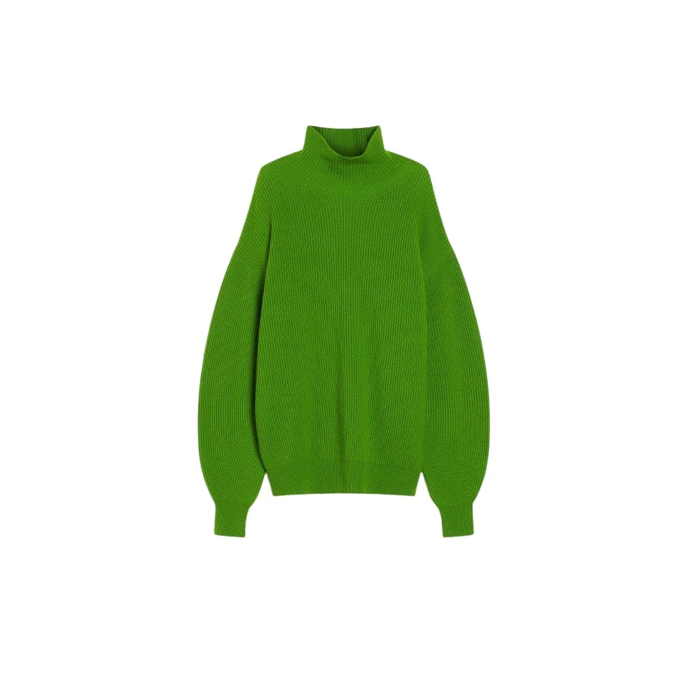 SPORTMAX Groene Gebreide Trui met Hoge Hals Green Dames