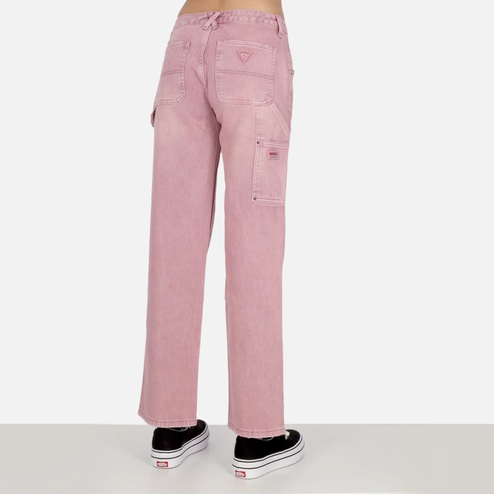 Guess Roze Timmerman Broek Overdye Stijl Pink Dames