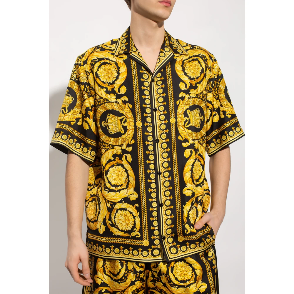 Versace Zijden shirt Yellow Heren