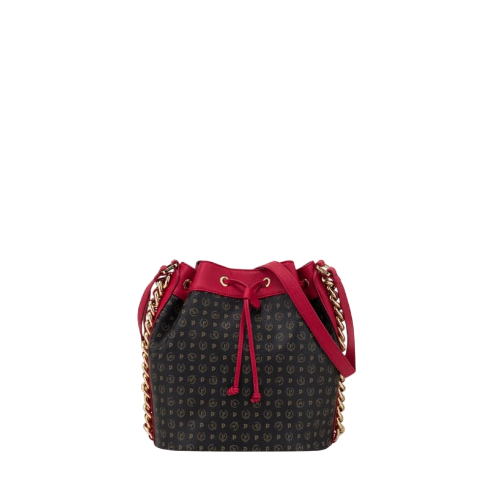 Pollini Red Heritage Print Crossbody Bucket Bag - Female - Bucket Bags - One Size - Bags