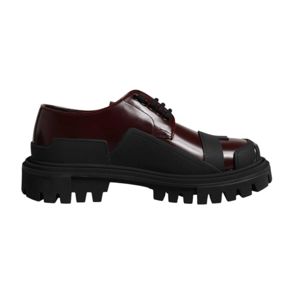 Dolce & Gabbana Men's Red Leather Lace Up Dress Shoes