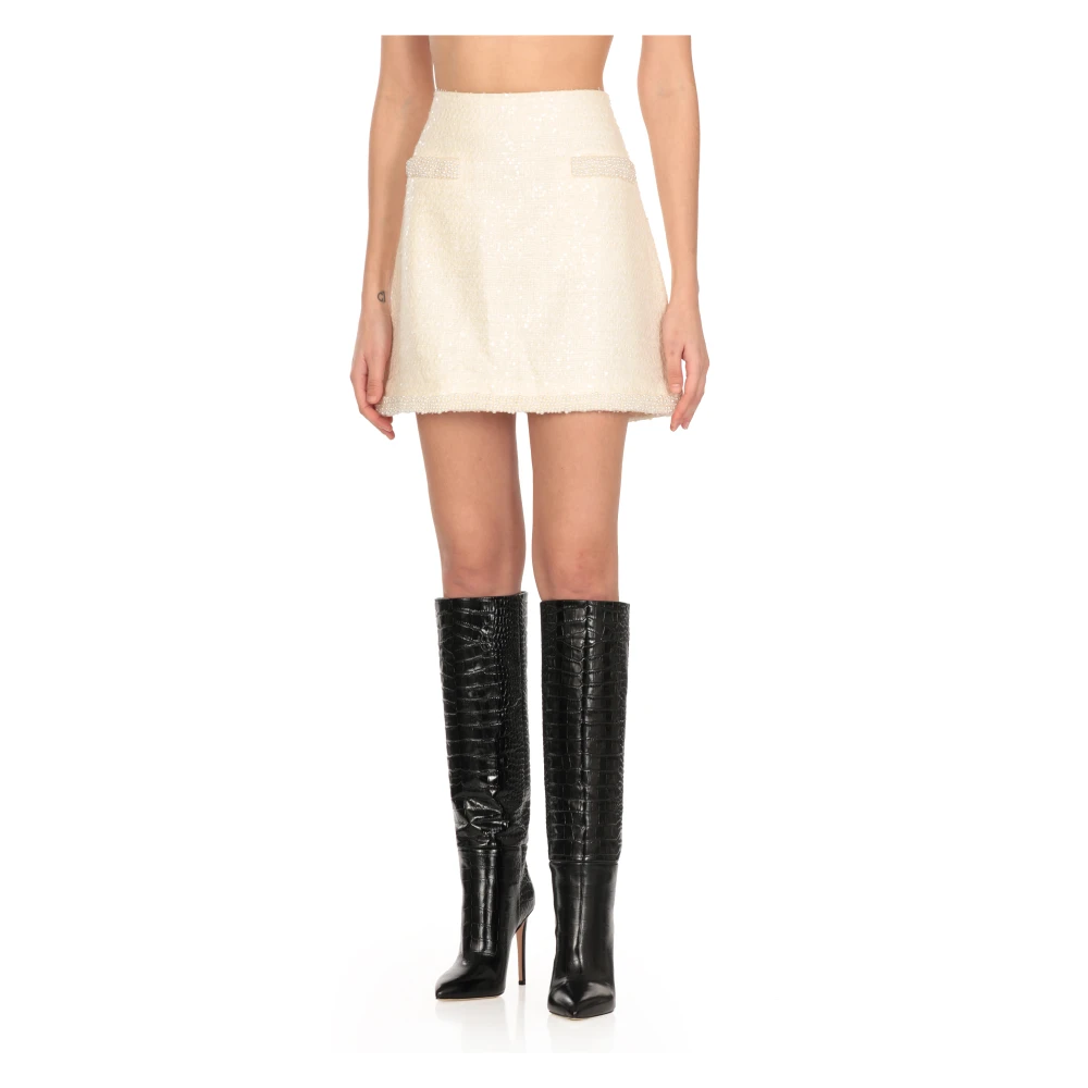 Self Portrait Ivoor Parel Zak Rok Beige Dames