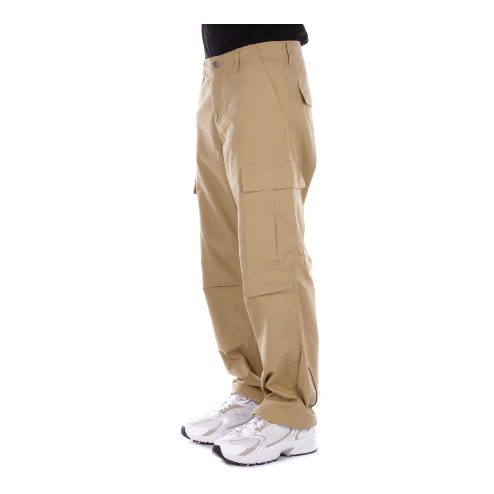 Carhartt WIP Donkergele Broek Logo Rits Knoop Yellow Heren