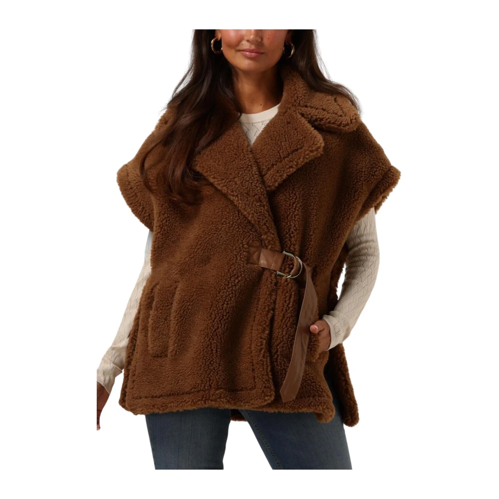 Liu Jo Bruine Faux-Shearling Double-Breasted Jas Brown Dames