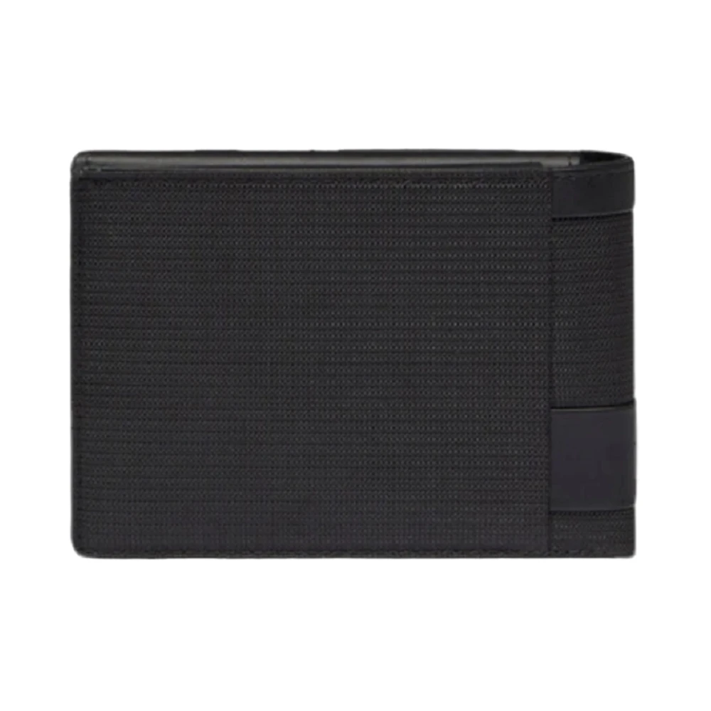 Piquadro Zwarte leren herenportemonnee met voorlogo Black Heren