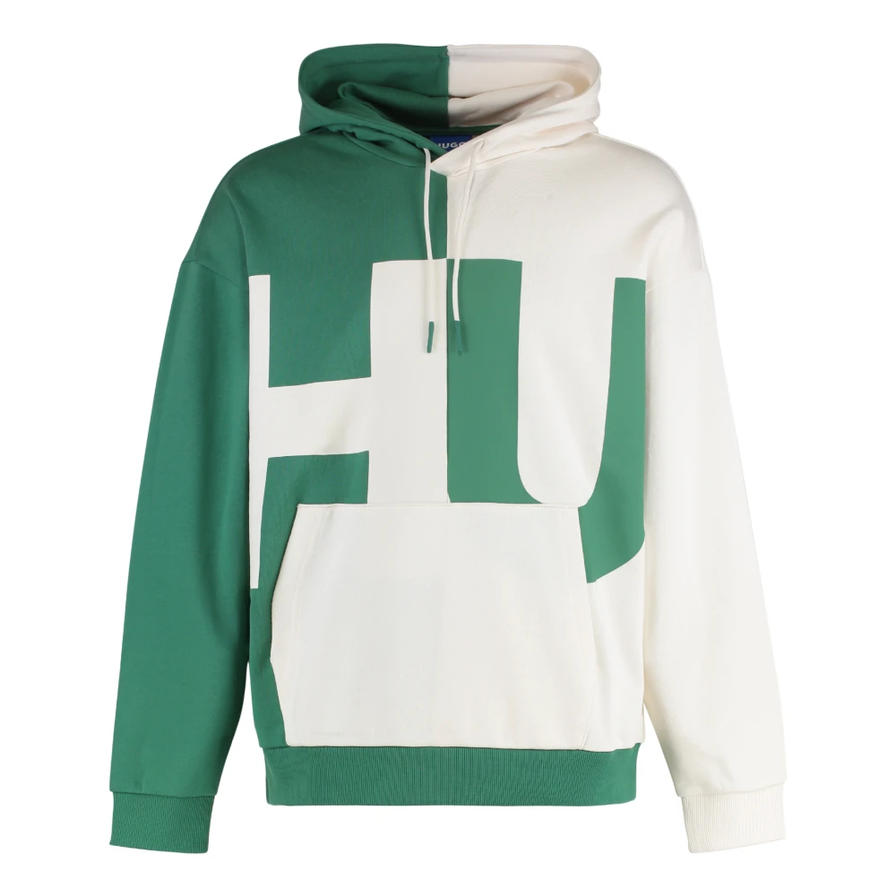 Hugo Boss Geribbelde Katoenen Hoodie Green Heren