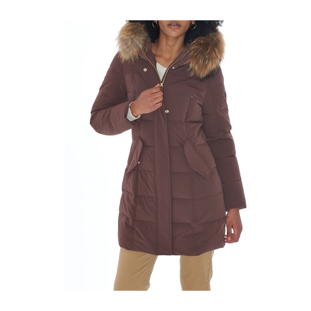 YES ZEE Bruine Hoodie met Rits Brown Dames