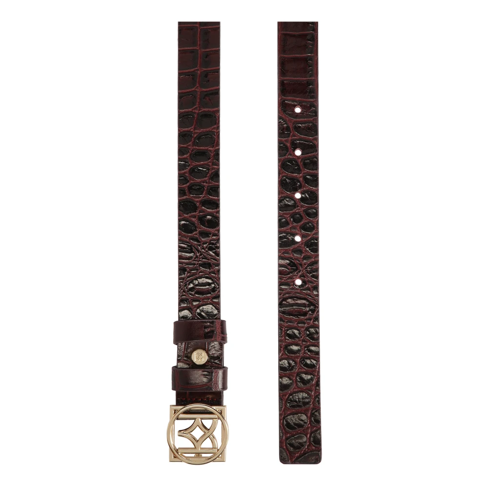 Kazar Donkerrood reliëfpatroonriem met monogramgesp Brown Dames
