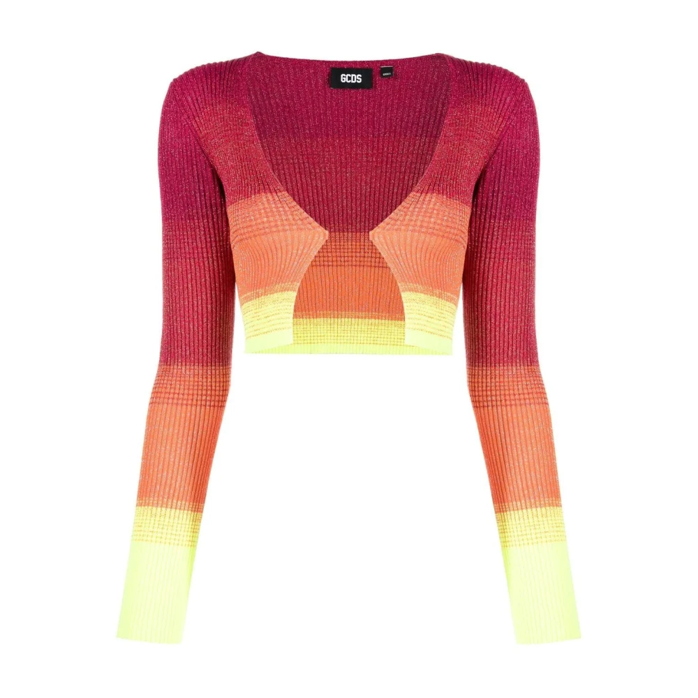 Gcds Women's Multicolor Pink Lurex Gradient Mini Cardigan - Cardigans - Xs - Knitwear
