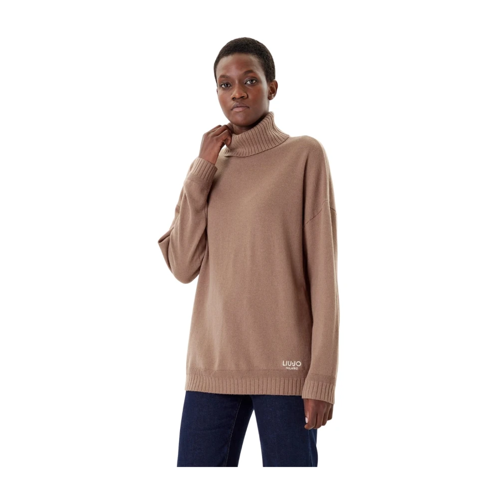 Liu Jo Damen Braun Woll-Rollkragenpullover