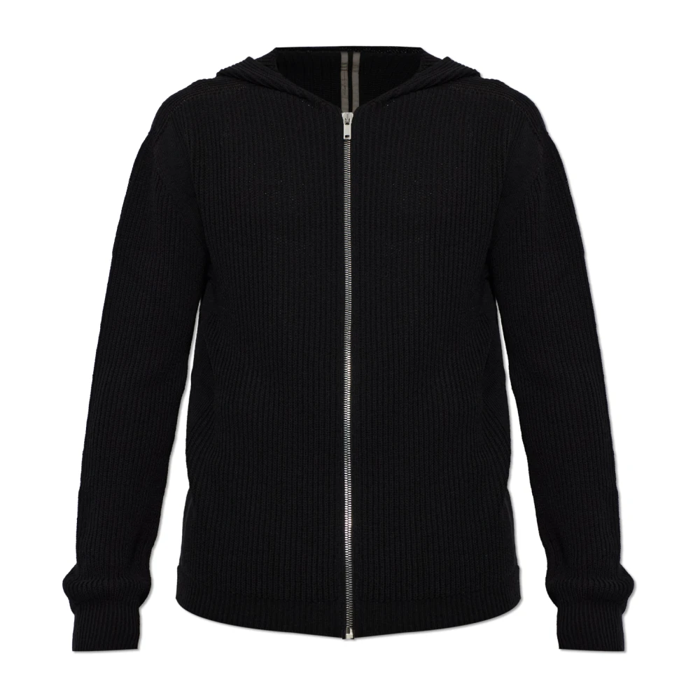 Rick Owens Ribbed Knit Zip Hoodie - Mann Sweatshirts Black L - Immagine 5