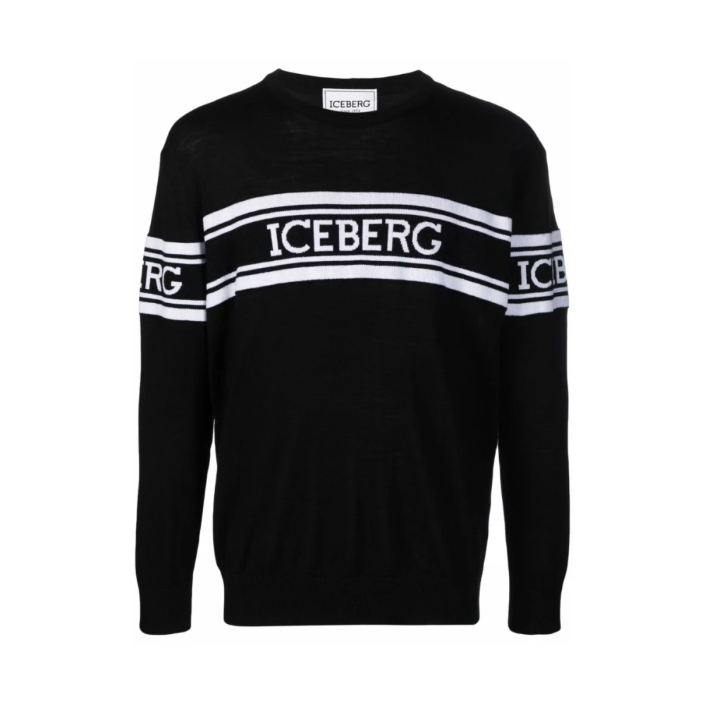 Iceberg Men's Black Knitwear In - Round-Neck Knitwear - L - Knitwear