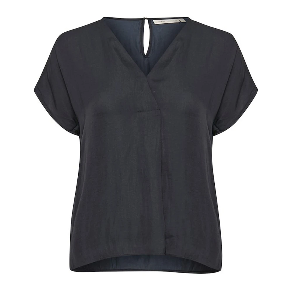 Inwear Women's Blue Blouses, Xs, Marine V-Neck Top