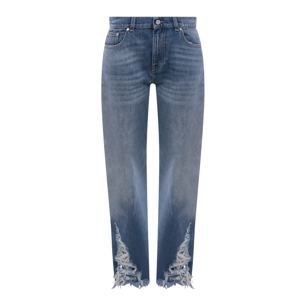 Stella Mccartney Blauwe Distressed Straight Jeans Ss23 Blue Dames