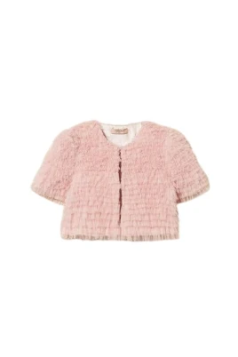 Cropped Tulle Ruffle Jacket