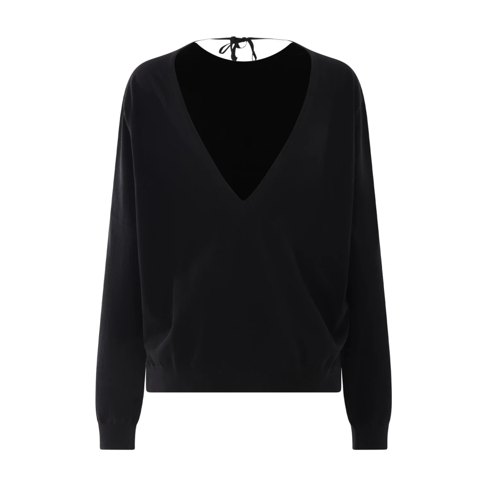 Aspesi Zwarte katoenen trui met ronde hals Black Dames