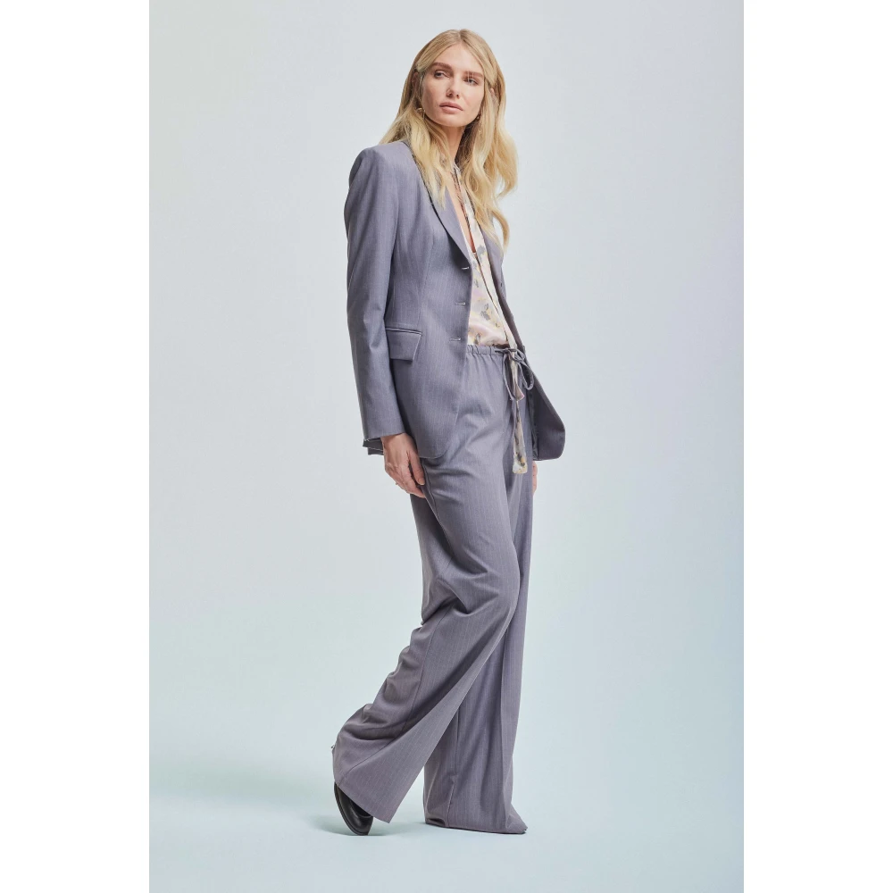 Kocca Elegant Pinstriped Jacket with Lapel Collar Multicolor Dames