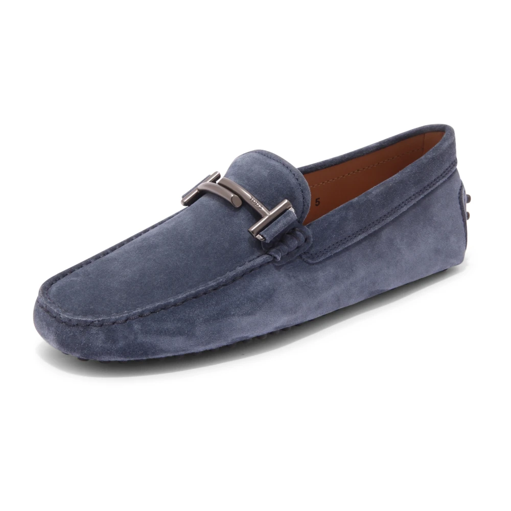 Tod's Men's Blue Loafers, 4 Uk, Gommino Doppia T Moccasin