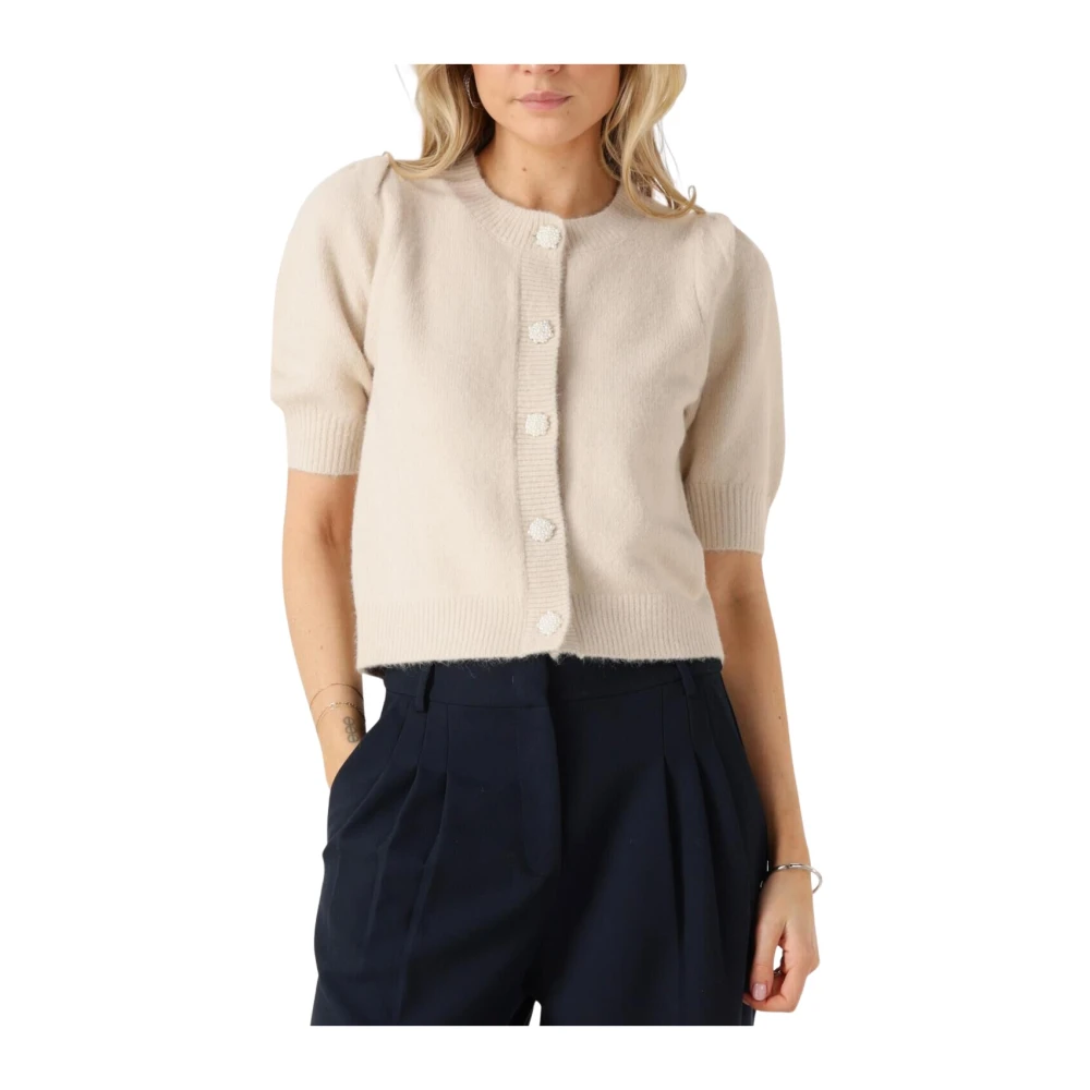 NEO NOIR Elegante witte gebreide cardigan Trudy Deco Beige Dames