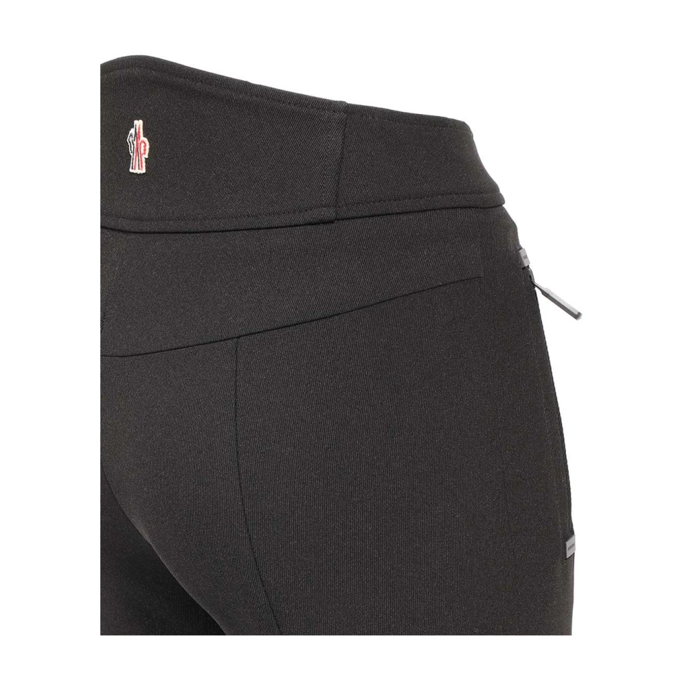 Moncler Elastische Bush Broek met Logo Patch Black Dames