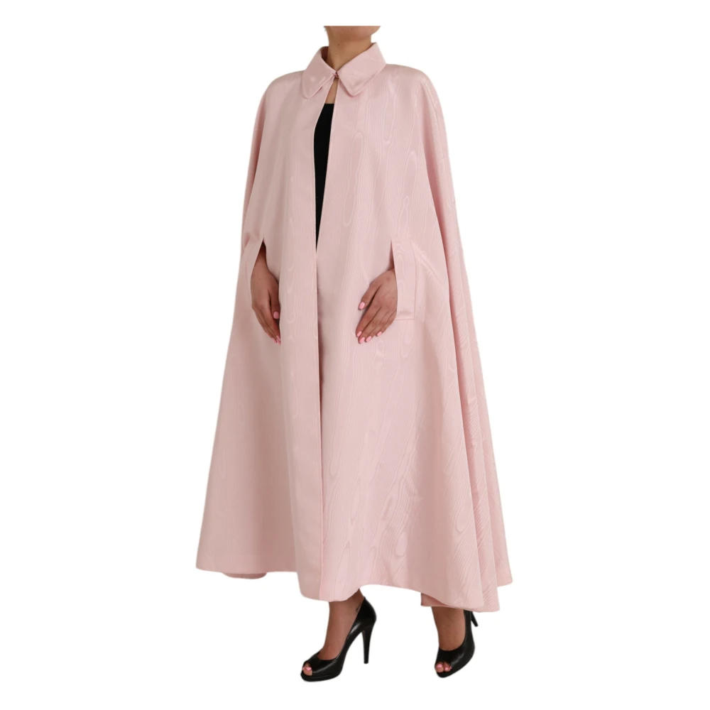 Dolce & Gabbana Roze Zijden Maxi Cape Jas Pink Dames