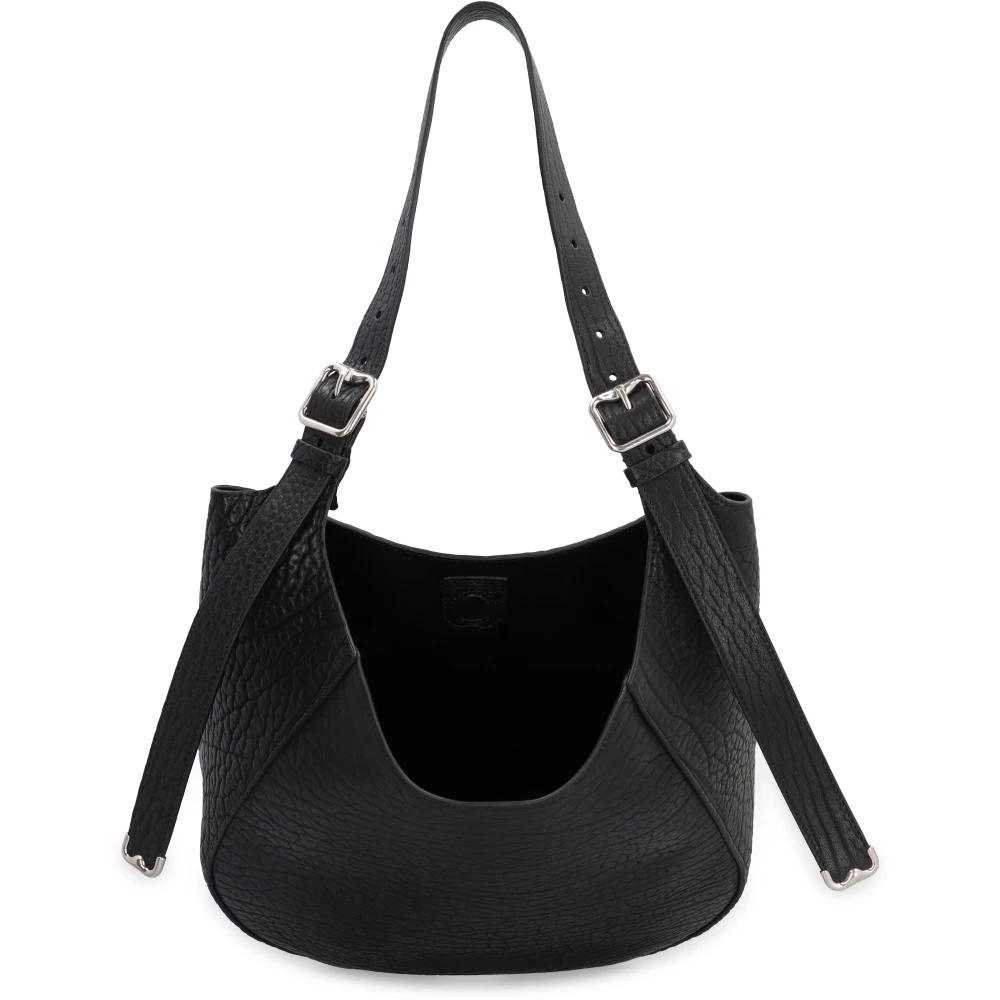 Burberry Schaken Leren Crossbody Tas Black Dames