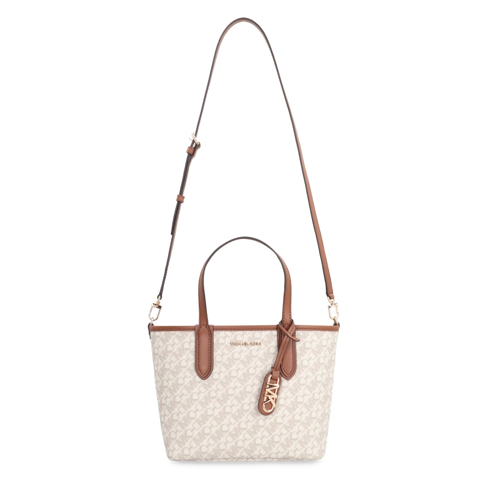 Michael Kors Bedrukte canvas handtas met leren afwerking White Dames