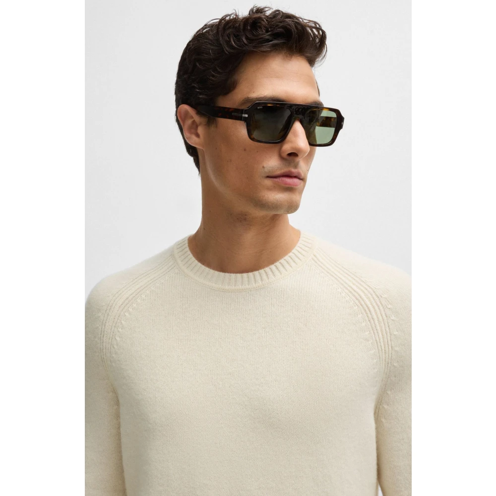 Boss Zuivere Cashmere Witte Trui Emalvo White Heren
