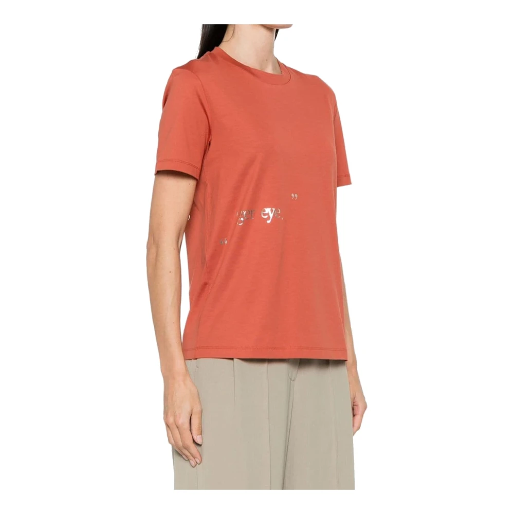 Max Mara Katoenen T-shirt met logoprint Orange Dames