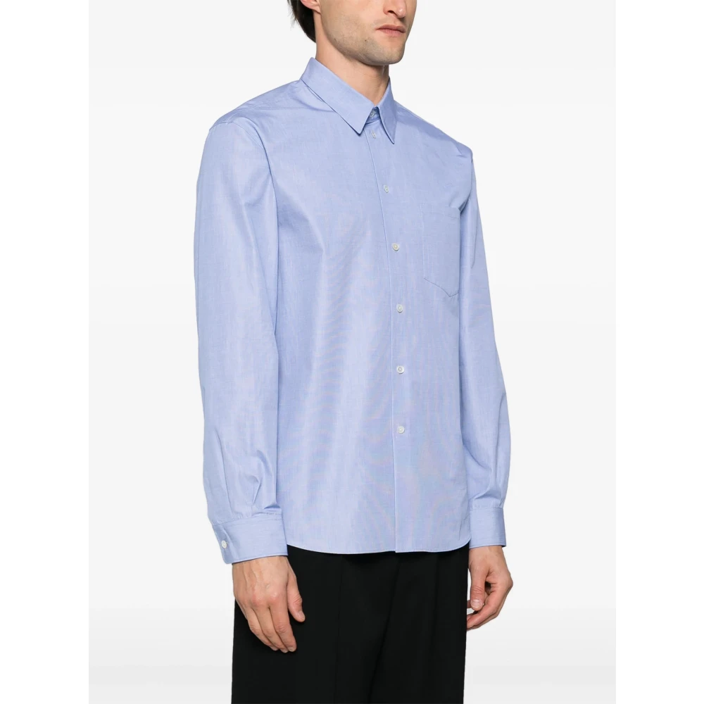 The Row Blauwe Poplin Overhemd met Zak Blue Heren