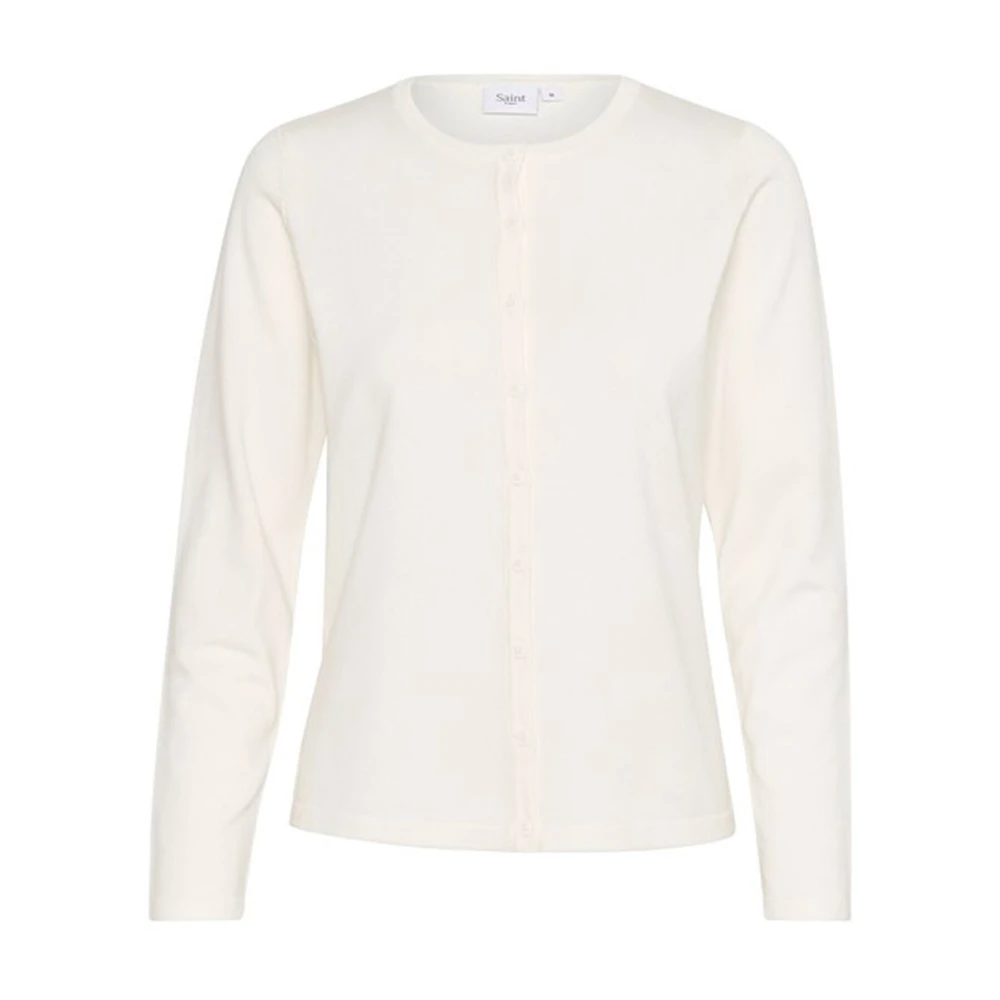 Saint Tropez R-Neck Cardigan Ice White Dames
