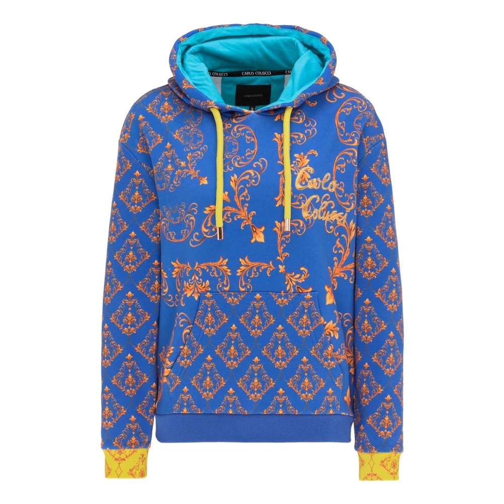 Carlo Colucci Färgglad Barockmönster Hoodie Blue, Dam